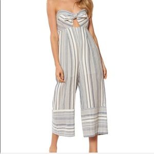 Red Carter Striped Cotton Jumpsuit Large
